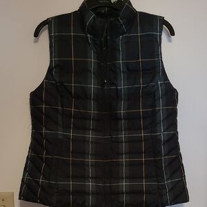 Talbots Scotch Green Plaid Puffer Vest SZ L